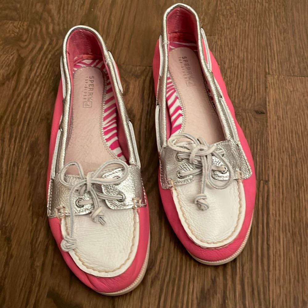 Sperry top-sided Audrey pink/white/silver size 7